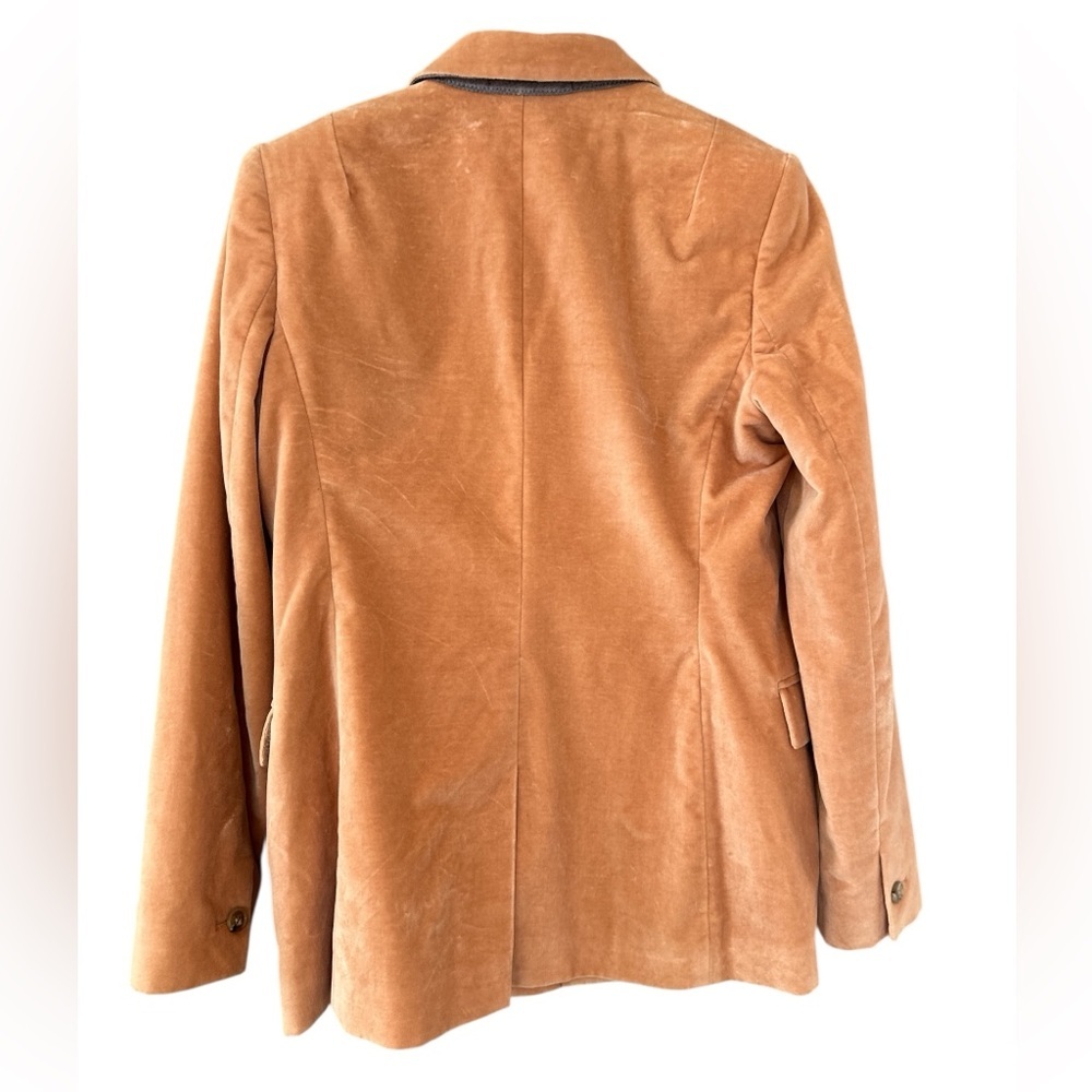 Reiss Aubrie Velvet Double Breasted Blazer Jacket in Peach - Picture 8 of 14